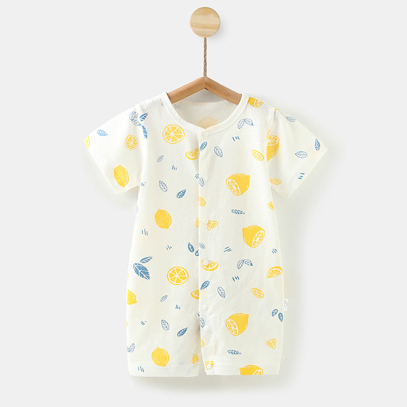 Baby pure cotton baby onesie short-sleeved kids romper summer crawler suit 0-2 years old newborn pajamas outwear suit