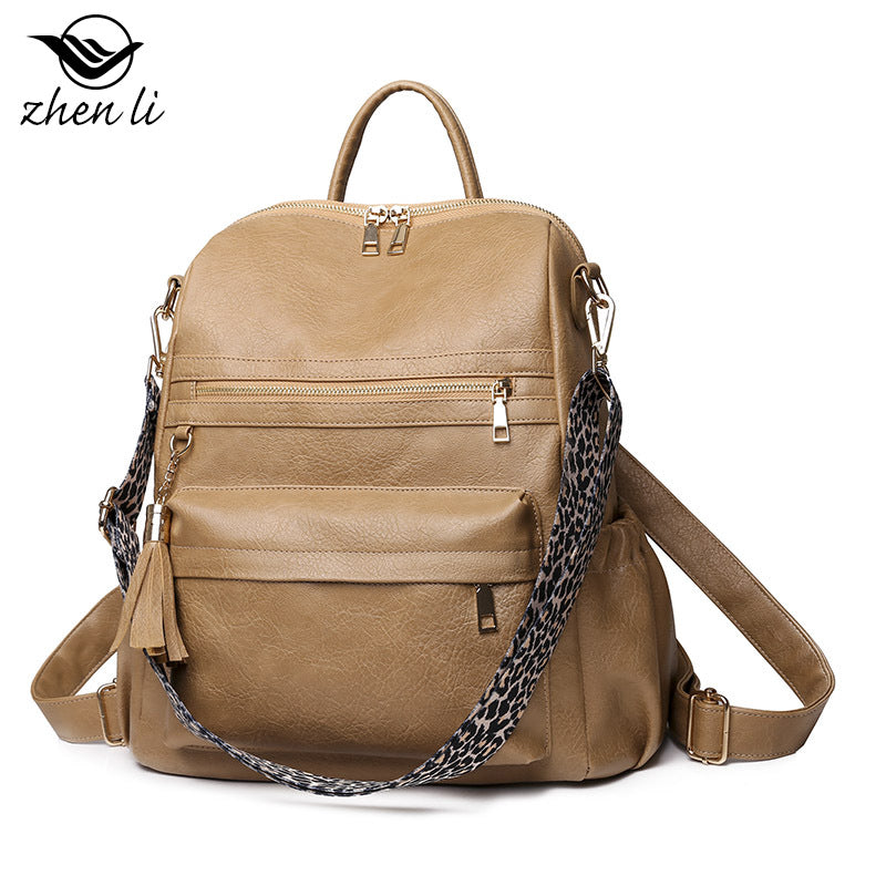 Cross-border bags backpack large capacity trend retro backpack soft leather dual-purpose shoulder bag women's backpack