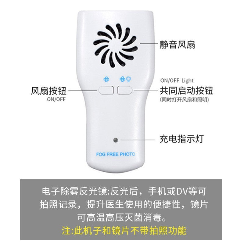 Dental camera reflector with lamp Anti-fog mirror Stainless steel reflector Oral mirror Photography Endoscope camera plate