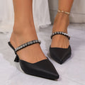 Export 35-42 size pointed toe high heel slippers 2026 summer half drag fairy style french rhinestone stiletto sandals
