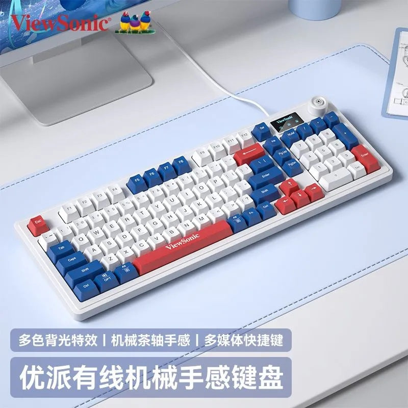Viewsonic 98-key mechanical-feel keyboard and mouse combo with screen display - wired, for laptops, gaming, and office use