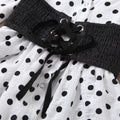 new children's clothing, european and american style, girl's polka dot v-neck petticoat + elastic denim tie two-piece set