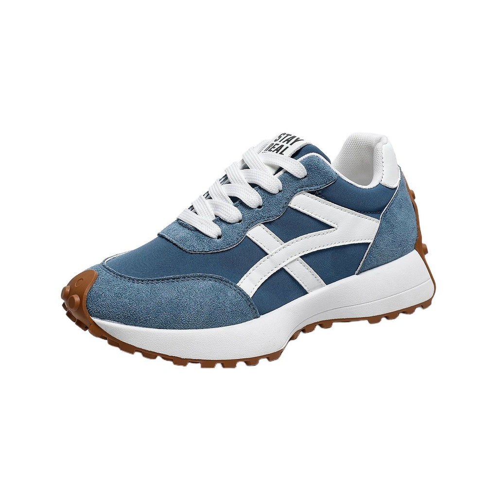 Wholesale women's plus size athletic shoes: new spring korean style, versatile lightweight running shoes, leather casual chunky sneakers