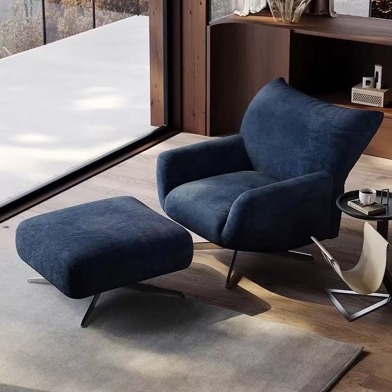 Rotating petal sofa chair, top-grain leather leisure chair, adjustable backrest for balcony, pink designer living room high-end furniture