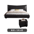 Italian light luxury genuine leather bed bedroom wedding bed designer style king size bed 1.8m trending black double bed
