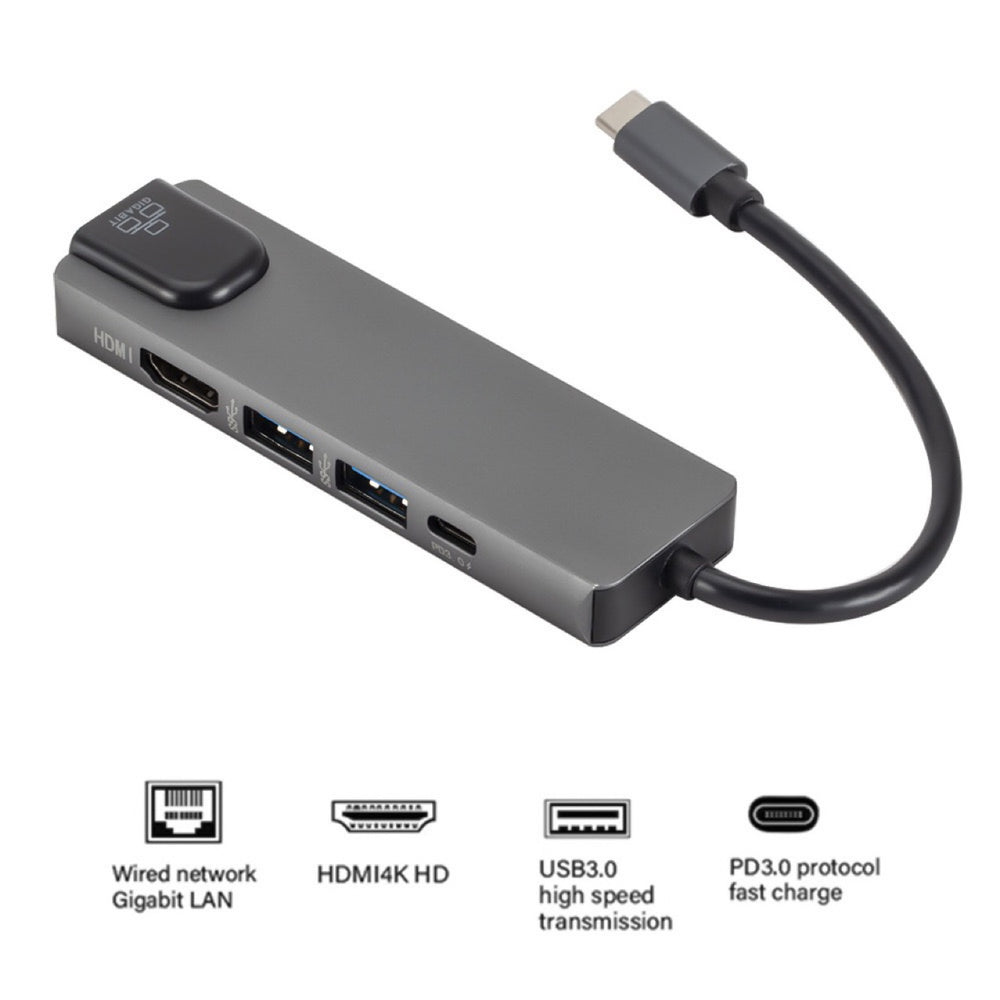 Type docking station-c to hdtvusb-chub+ network card type to 100m high-definition multi-interface expansion