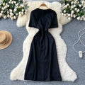 Korean style fashionable elegant asymmetrical short sleeve patchwork rhinestone waist denim dress women's summer slit maxi dress