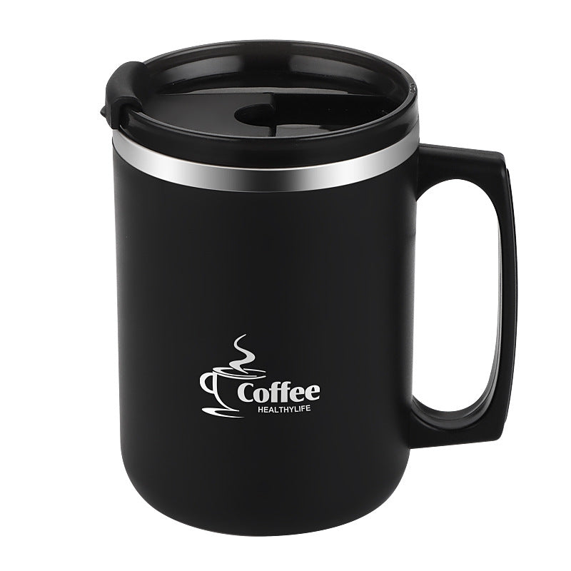 304 stainless steel coffee mug with lid - stylish women's mug, office cup, large capacity straw water bottle