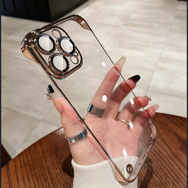Suitable for iphone 17 mobile phone case electroplated frameless magsafe magnetic glass lens film apple 14 texture