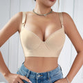 fashion gathered auxiliary breast anti-sagging underwire bra v bra glossy seamless sexy bra with breast pads intimates