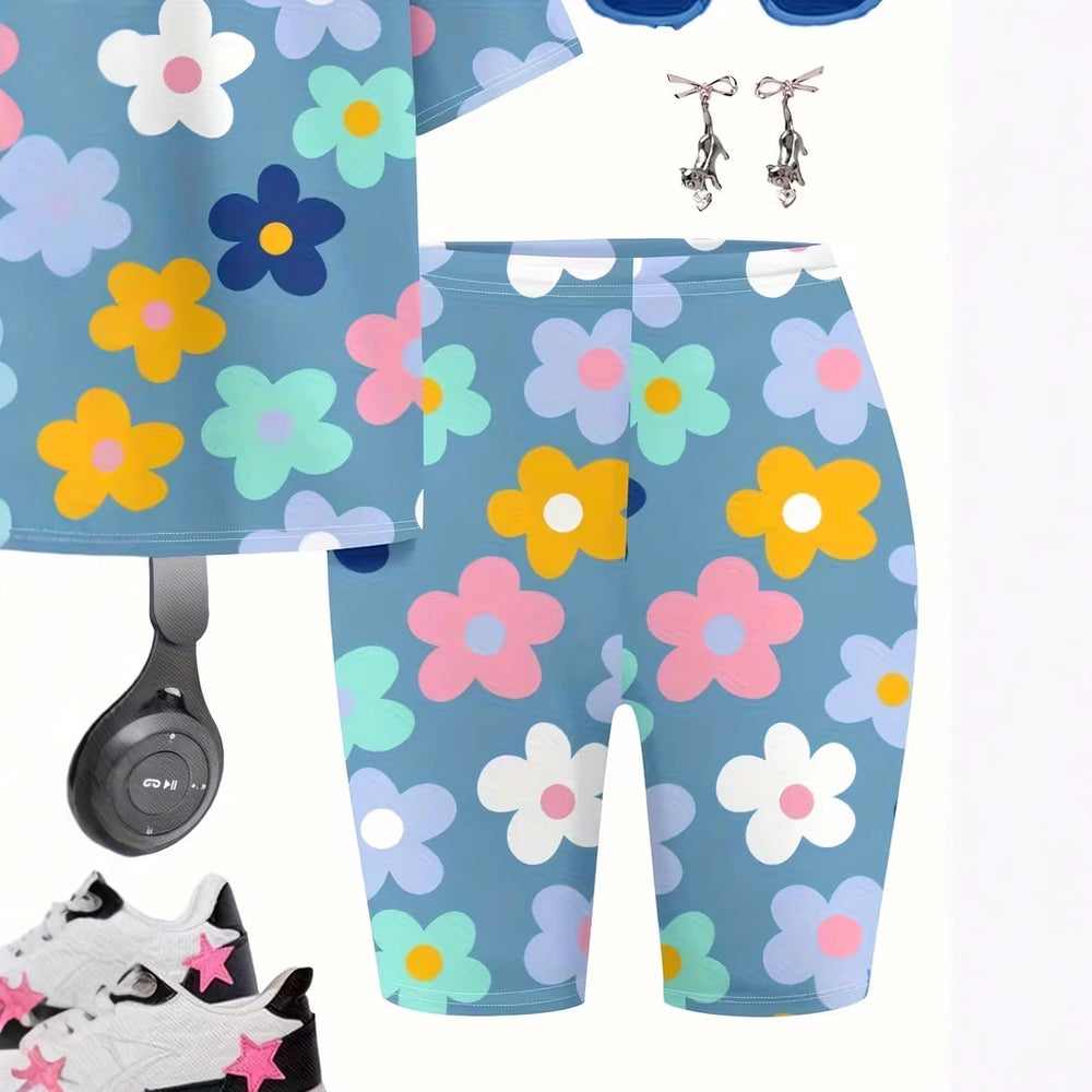 wholesale girls' short-sleeve and shorts sets, fashionable spring, summer, and autumn outfits for girls