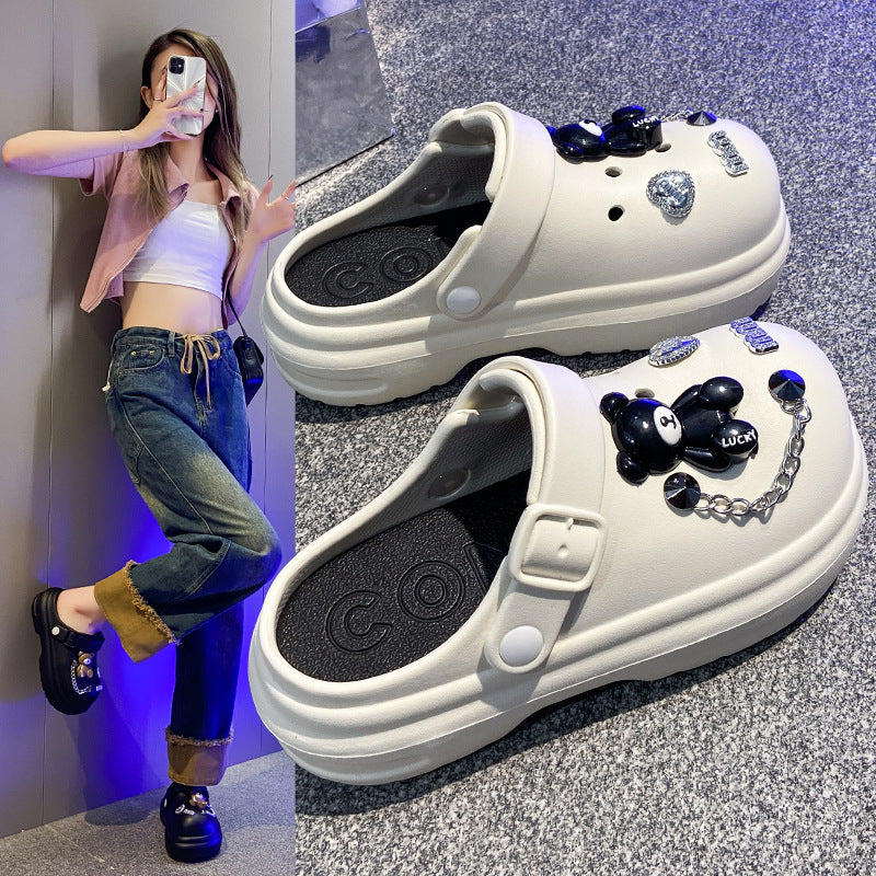New fashion platform clogs women's thick sole height increasing non-slip trendy cute beach sandals slippers outdoor summer wear