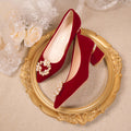 Chinese xiuhe wedding shoes for women 2024 new arrival wedding dress shoes thick heel non-tiring red engagement shoes bridal shoes