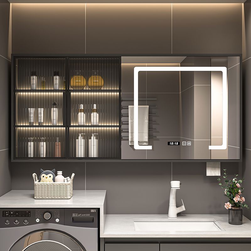 Solid wood bathroom smart mirror cabinet separate wall-mounted bathroom storage mirror mirror box rack integrated vanity mirror