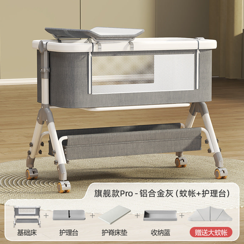 Baby crib: portable, multi-functional, foldable bassinet - newborn splice bed, convertible to full-sized bed