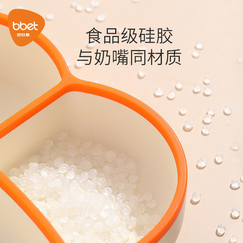 Baby plate silicone suction cup all-in-one independent eating three-compartment children's tableware suit complementary food bowl wholesale