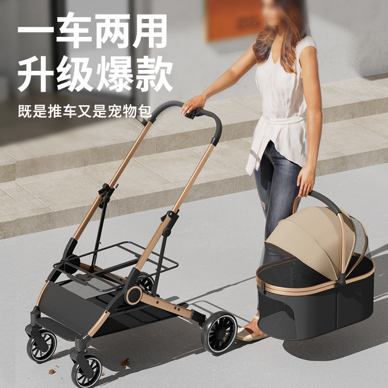 Pet stroller for cats and dogs - lightweight, foldable, and portable for teacup poodles, toy pomeranians, chihuahuas, yorkshire terriers, and bichons