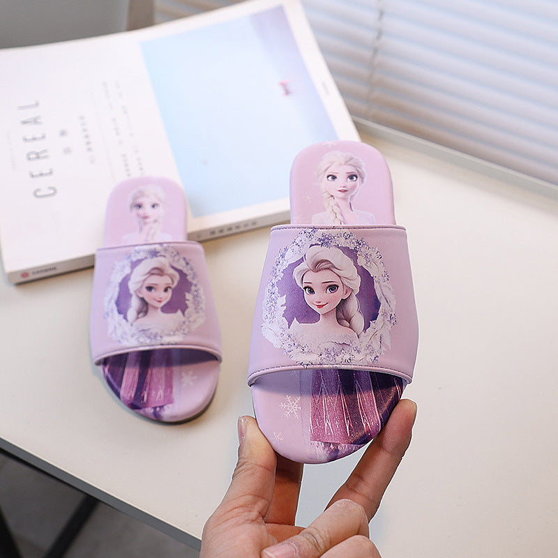 Vancahao sandals & slippers -  summer new arrivals: stylish frozen-themed family slides for little girls and big kids, featuring soft soles