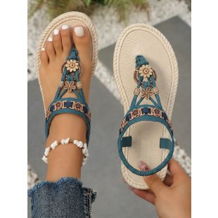 Bohemian  summer new arrival plus size flat sandals - lightweight, beaded, open-toe beach sandals for women