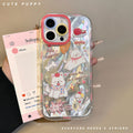 New arrivalcute puppy round edge anti-fingerprint feather gauze mobile phone case suitable for 16promaxiphone15 protective cover