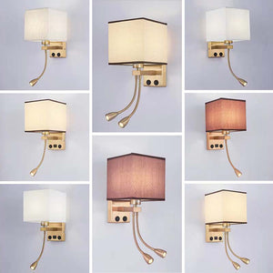 Hotel square bedside reading wall lamp nordic spotlight with switch usb room bedroom adjustable angle