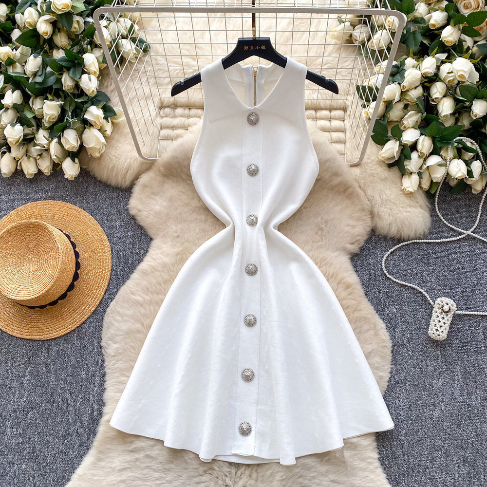 spring new arrival: sleeveless knit tank dress - cinched waist, flared skirt, petite-friendly inner layer/underskirt