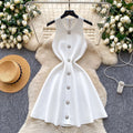 spring new arrival: sleeveless knit tank dress - cinched waist, flared skirt, petite-friendly inner layer/underskirt