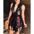 summer new arrival: cross-border women's fashion hot seller - v-neck tie-up sexy printed dress