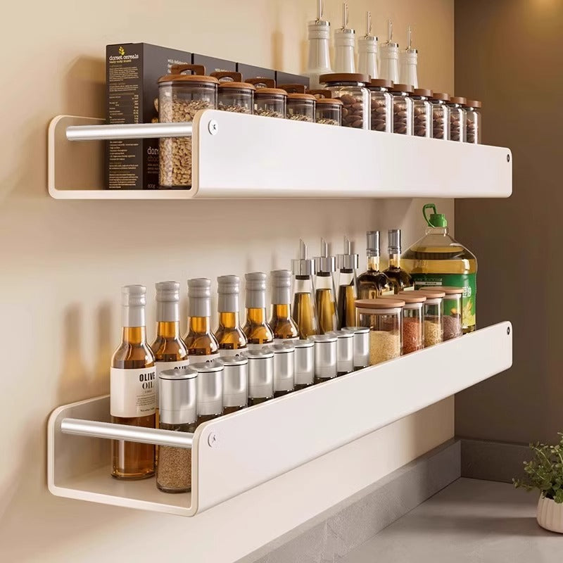 Kitchen No-punching Shelf Salt Seasoning Jar Storage Box Household Seasoning Products Wall-mounted Seasoning Storage Shelf