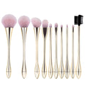 Sujilian xiaomanyao electroplated gold 10-piece set of makeup brushes, full set of soft bristles, loose powder, blush makeup brushes