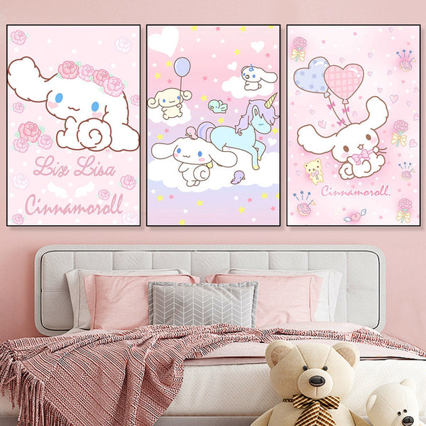 Yugui dog hanging painting children's room girl heart big ears dog cartoon decorative painting ins wind girl bedroom bedside mural