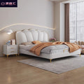 Accessible luxury wedding bed small apartment rental bed french cream style leather bed modern master bedroom large bed casual double bed