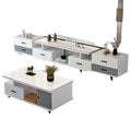 Tempered glass extendable tv stand & coffee table set - minimalist modern european style for small apartments - home living room tv cabinet