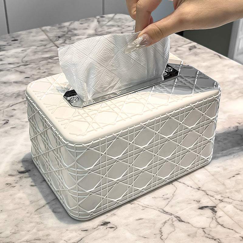 New arrivalaccessible luxury square rattan grids pattern tissue box classysense of design living room tissue box bathroom desktop spring adjustable
