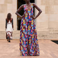 summer new women's fashion: european and american style cross-border dress - stylish and elegant geometric print slip maxi dress