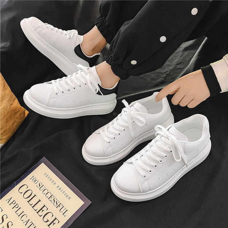 Mcqueen white shoes men's easiest for matchthick sole heightened casual sports shoes classic student board shoes popular style 8853