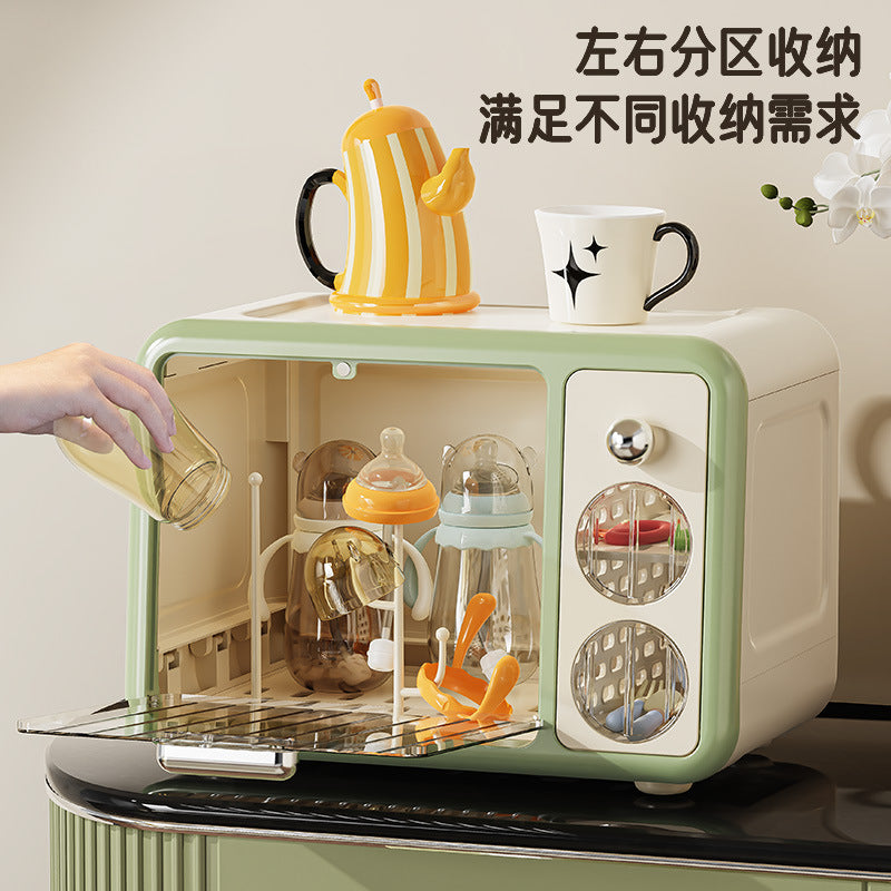Baby bottle storage box drain with lid dustproof baby food tools tableware water cup tableware storage box cabinet