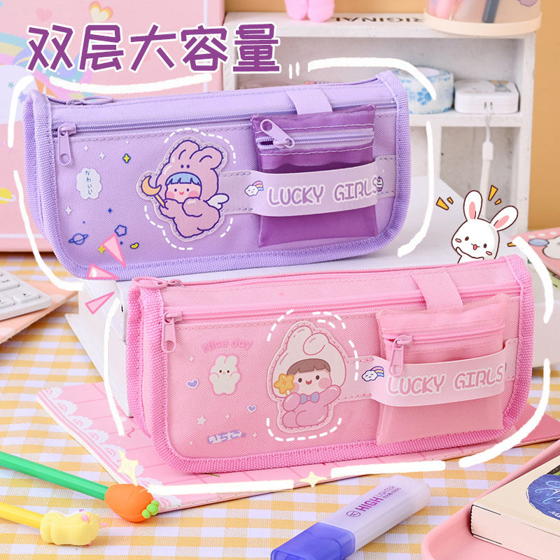 Pencil bag wholesale large capacity boy stationery bag children pencil bag primary school students good quality canvas multi-functional stationery box