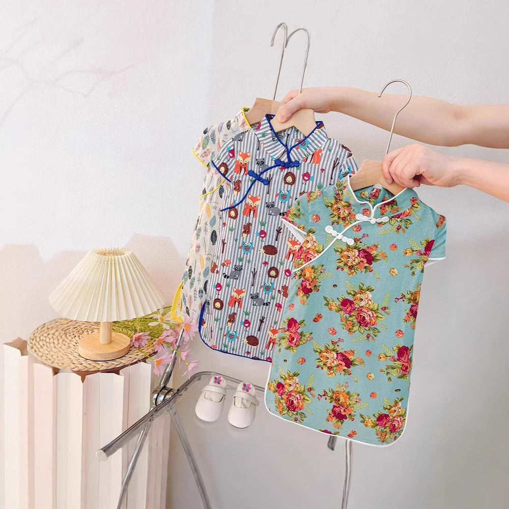 Baby girl cheongsam dress summer new style princess dress 1-2-3-4-5 years old toddler hanfu girl summer outfit
