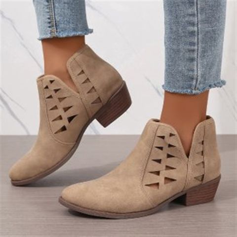 plus sizecut out breathable thick heel round toe low ankleeasiest for matchnew arrival vacation daily ankle boots fashion women's boots