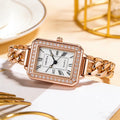 New square diamond-accented quartz watch - elegant, business-ready, and unique bracelet watch for women. a stylish timepiece