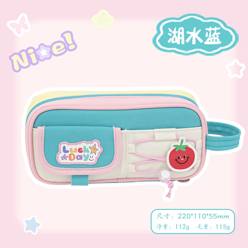 New cute large-capacity stationery box, small junior high school boys and girls pencil case, high-value fixed pen insert and pencil case.