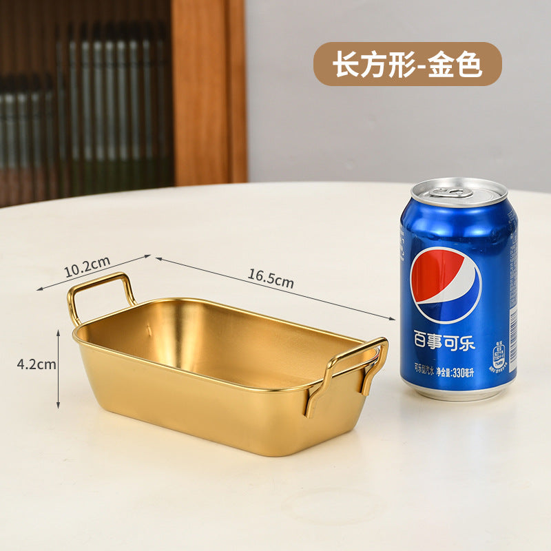 Korean style stainless steel square snack box french fries snack plate creative square small basket fried chicken dessert square plate with ears
