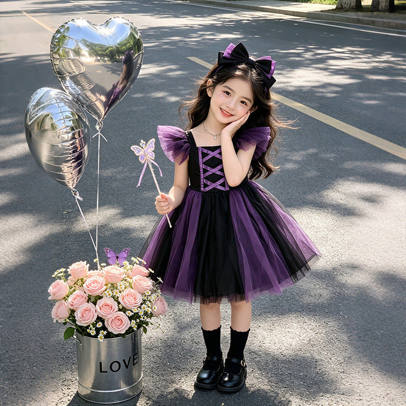 Baby girl's first birthday outfit - halloween flutter sleeve tulle tutu dress - new  children's princess dress - girls' clothing