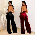 C7101 cross-border   independent station fashion women's sexy deep v backless high waist casual