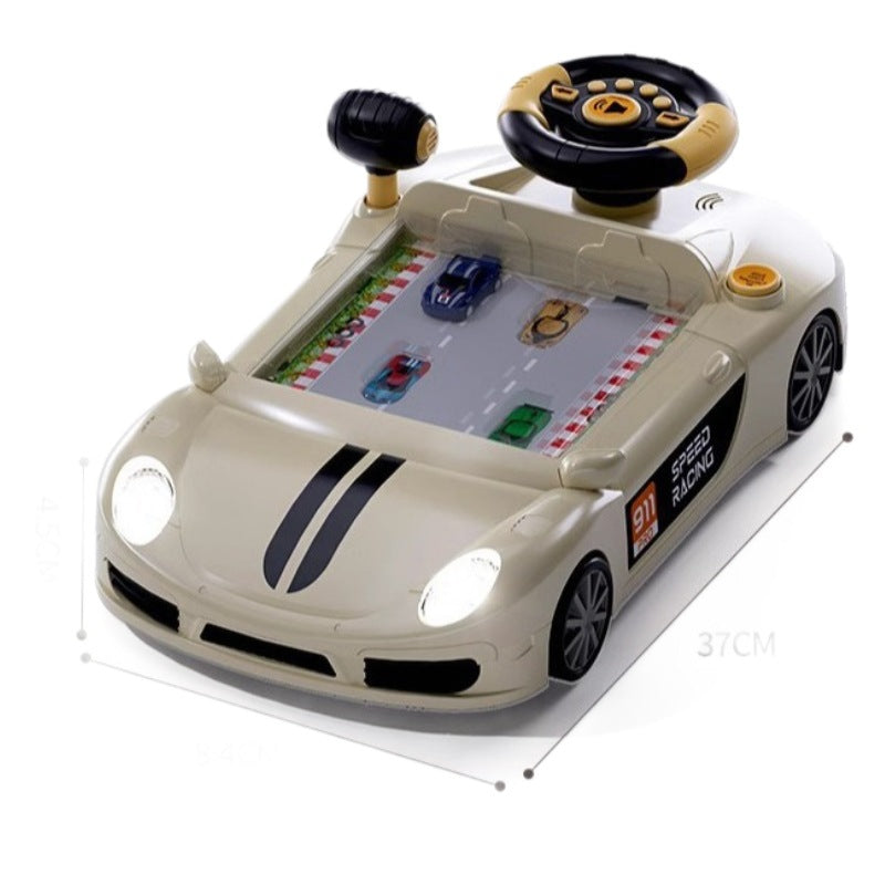 Kids' educational racing adventure game console with simulated multifunctional steering wheel - driving car toy