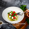 Scandinavian creative embossed ceramic noodle bowl for home restaurant stylish high-looking pure white fruit salad bowl soup bowl