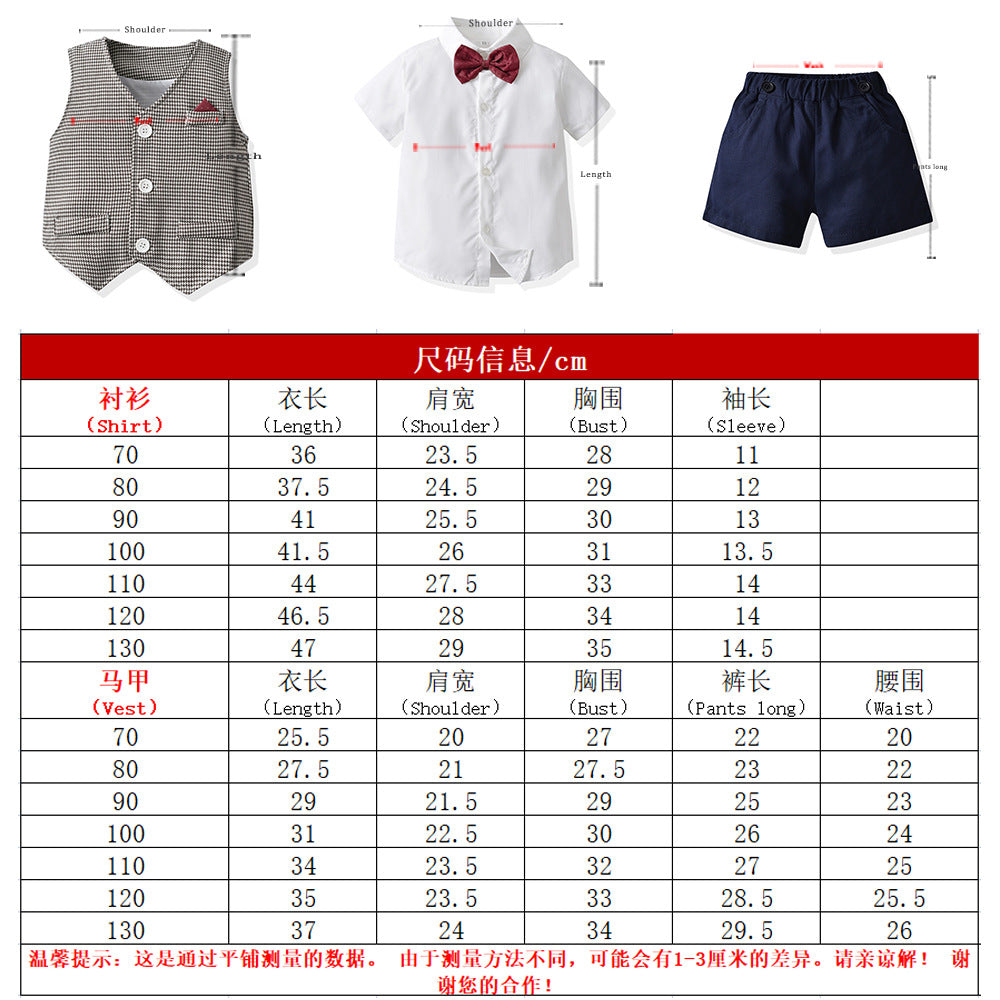 First birthday outfit for baby boys - spring collection: little gentleman suit with vest - three-piece set for baby's birthday, wedding, or banquet