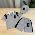 Boys' summer outfit: polo shirt with lettering (short sleeve) + shorts two-piece set - trendy sportswear for boys - wholesale