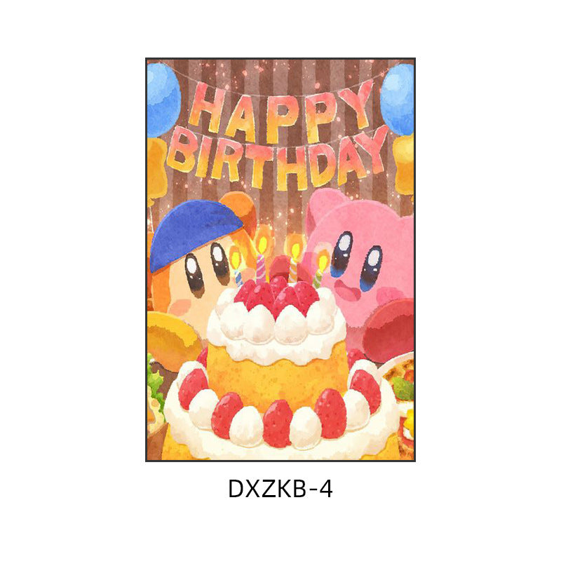 Star Kirby decorative painting pink girl bedroom children's room hanging painting cartoon animation cute princess bedside mural